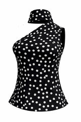 Blusa Satinada Polka Dots Negro