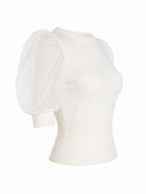 Blusa Blanca Con Mangas Bombachas