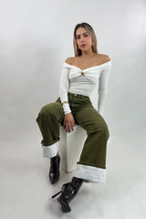 Blusa Brillosa App Dorada Blanco