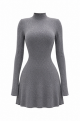 Vestido Manga Larga Tela Sweater Gris