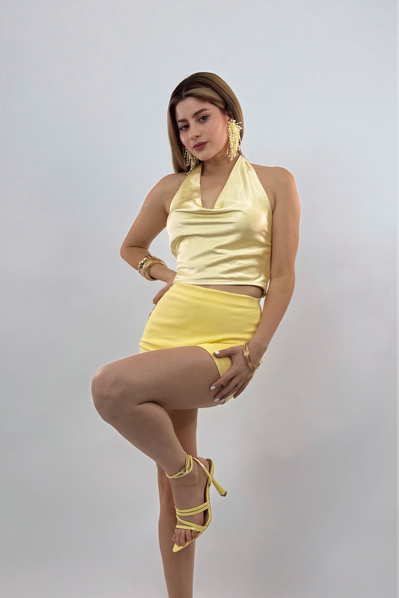 Falda Corta Basic Amarilla