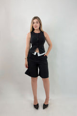 Set Chaleco y Short Rayas Negro