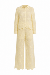 Set de Pantalon y Camisa Floreado Beige