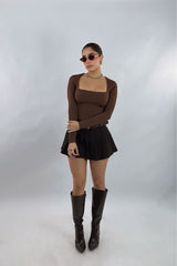 Falda Plisada Con Cinto Negra