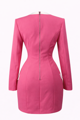 Vestido Rosa Manga Larga
