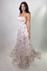 Vestido Midi Floreado Rosa