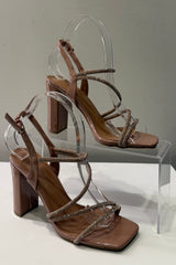 Zapatilla Tiras Rhinestone Camel