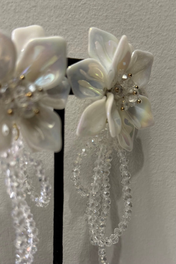 Aretes Flower White