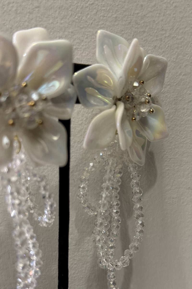 Aretes Flower White