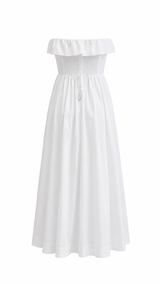 Vestido Strapless Midi Strapless Blanco