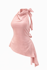 Blusa Halter Satinada Rosa