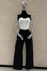 Pantalon Cargo Rhinestone Negro