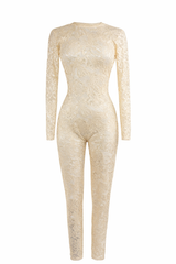 Jumpsuit De Encaje Beige