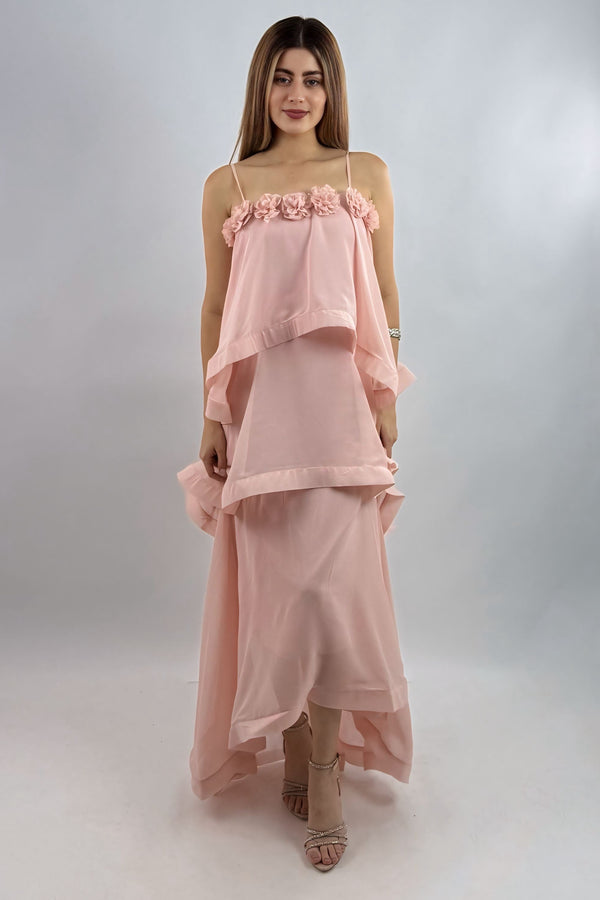 Vestido Largo Olanes Rosa
