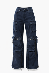 Pantalon Cargo Color Azul