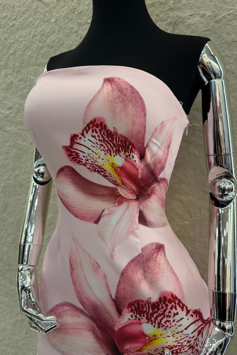 Vestido Strapples Flores Rosa