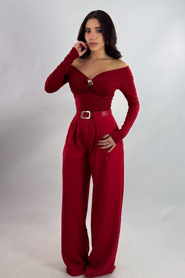 Pantalon Acampanado Rojo