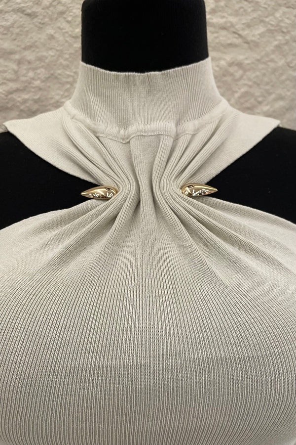 Blusa App Dorada Halter Beige