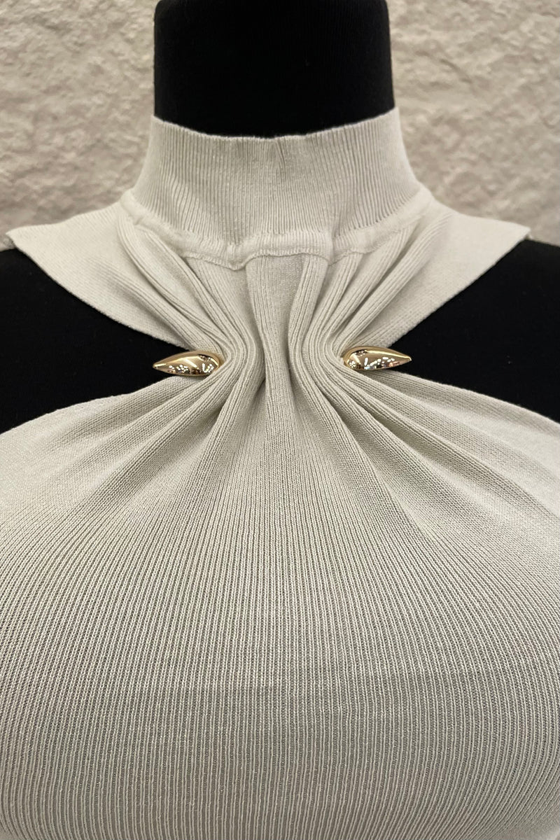 Blusa App Dorada Halter Beige