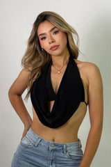 Croptop Halter Escote en Espalda Negro