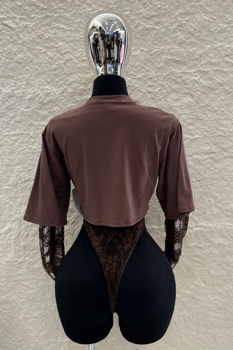 Pantiblusa Tshirt Encaje Cafe