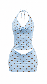 Set Top y Falda Polka Azul
