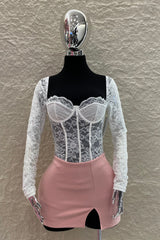 Mini Falda Abertura al Frente Rosa