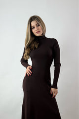 Vestido Midi Tela Sweater Cafe