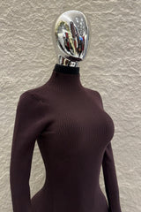 Vestido Midi Tela Sweater Cafe