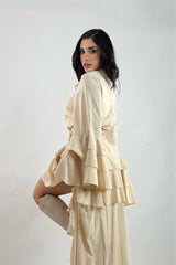 Vestido Olanes Manga Larga Beige