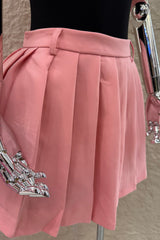 Falda Corta Plisada Rosa