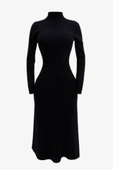 Vestido Midi Tela Sweater Negro