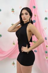 Vestido Corto Halter Negro