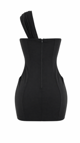 Vestido con App Dorada One Shoulder Negro
