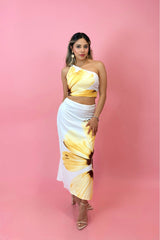 Set Top y Falda Floreado Amarillo