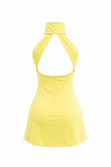 Vestido Strapless con Choker Amarillo