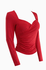 Blusa Manga Larga Ruched Rojo
