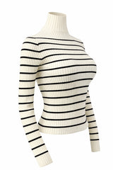 Blusa Manga Larga a Rayas Beige