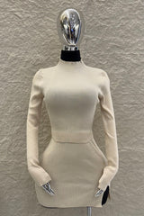 Set Blusa y Falda Tela Punto Beige