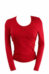 Blusa Manga Larga Escote Ruched Rojo