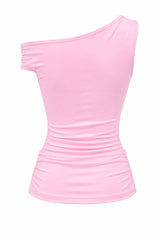 Blusa Asimetrica Ruched Rosa