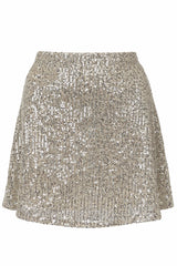 Falda Beige De Lentejuela