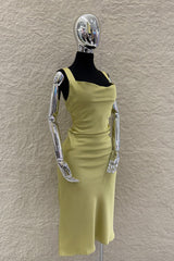 Vestido Midi Satinado Verde