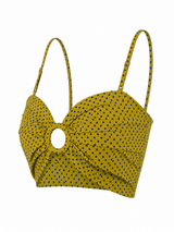 Crop Top Amarillo con Lunares Azules