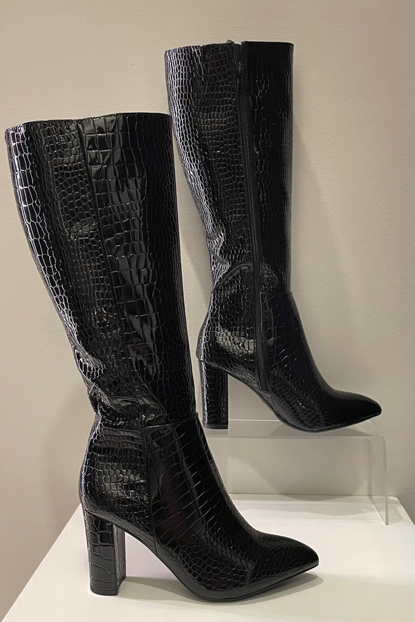 Botas Charol Textura Negra