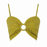 Crop Top Amarillo con Lunares Azules