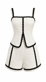Set Blusa y Short Bordado Beige