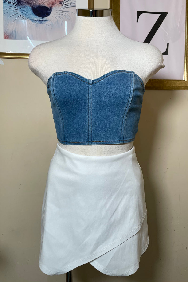 Crop Top Denim Strapple