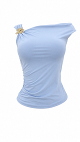 Blusa Asimetrica App Dorada Azul