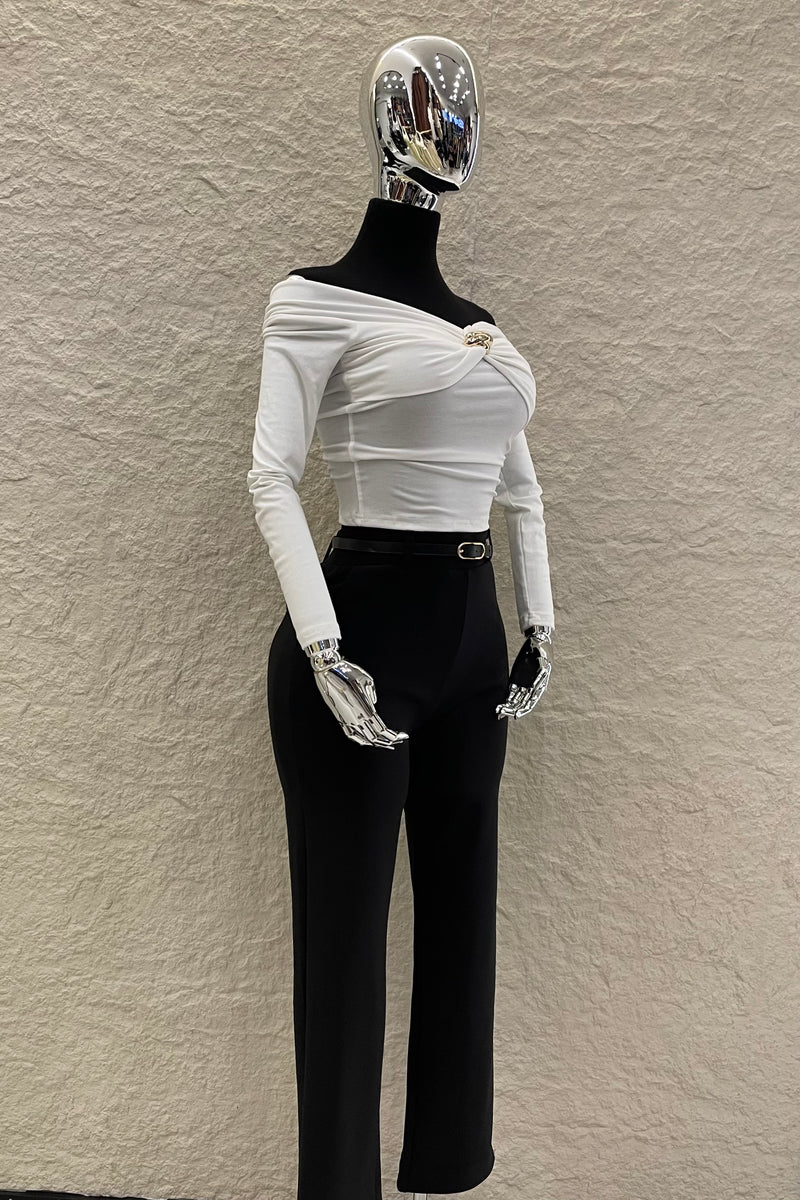 Pantalon con Cinto Velvet Negro